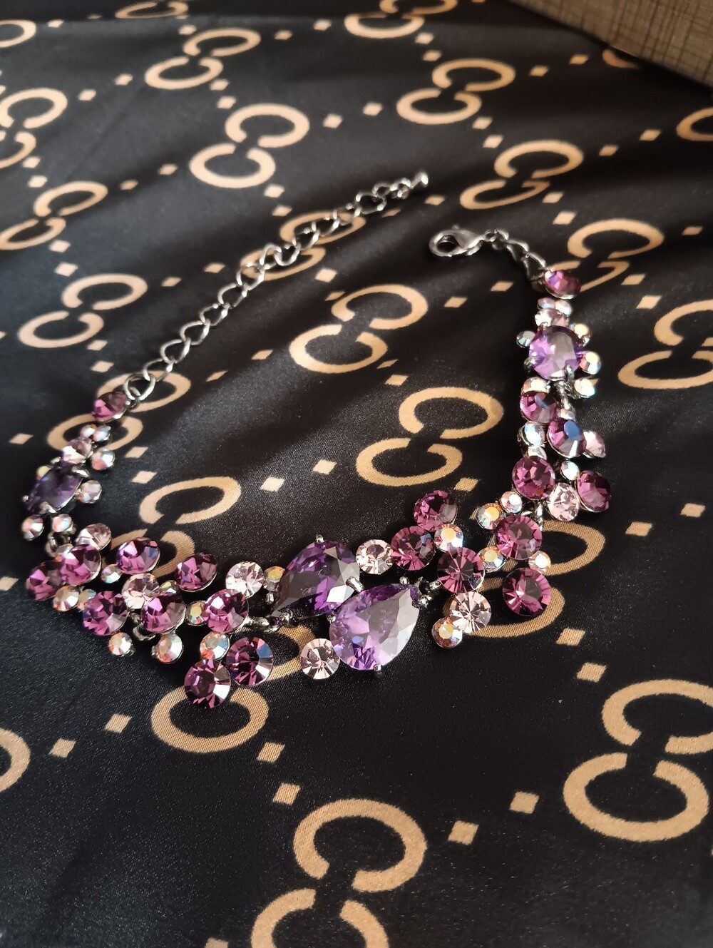 Vintage Purple Crystal Cluster Bracelet - Women Jewelry